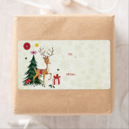 Prettig Kerst Herten & Bomen | Cadeaublaadjes Etiket
