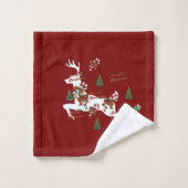 Prettig Kerst Herten Dk Rood Vakantie Bad Handdoek (Wasdoekje)