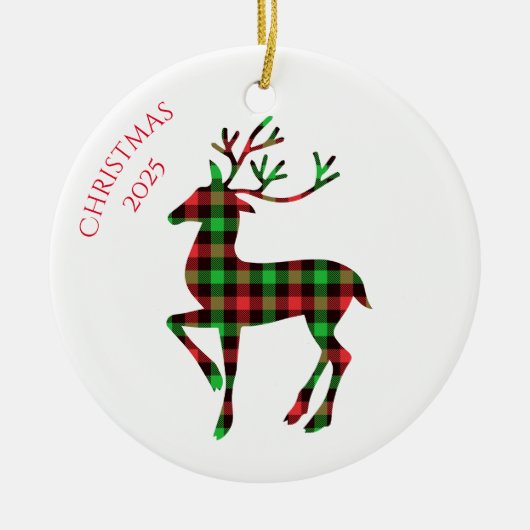 Prettig Kerst Herten Keramisch Ornament (Voorkant)