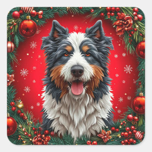 Prettig kerst hond vierkante sticker