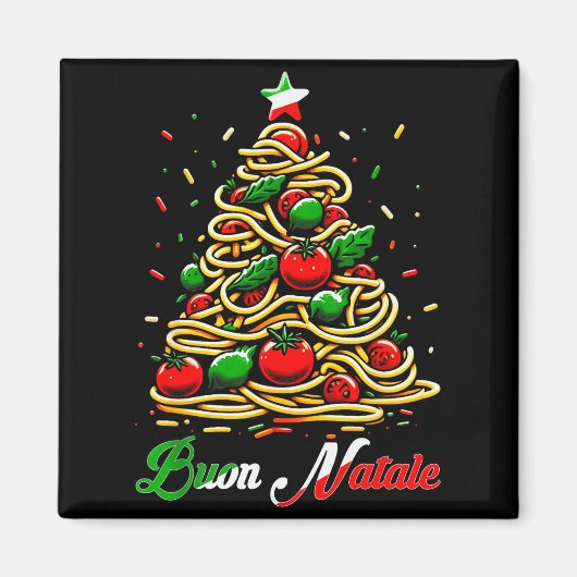 Prettig Kerst Italiaanse Pasta Kerstboom Kerstmis Magneet (Voorkant)