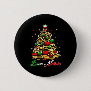 Prettig Kerst Italiaanse Pasta Kerstboom Kerstmis  Ronde Button 5,7 Cm