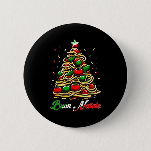 Prettig Kerst Italiaanse Pasta Kerstboom Kerstmis  Ronde Button 5,7 Cm (Voorkant)