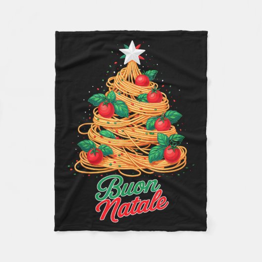 Prettig Kerst Italiaanse Pasta Spaghetti Grappig K Fleece Deken (Voorkant)