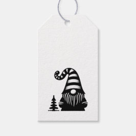Prettig Kerst Kabouter Grunge Chic Zwart & Wit Cadeaulabel