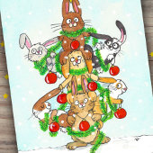Prettig kerst Konijnen Briefkaart