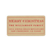 Prettig Kerst Krachtpapier Retouradres Etiket (Voorkant)
