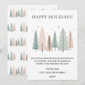 Prettig Kerst-minimalistische Boho-bosbomen Feestdagenkaart (Voorkant / Achterkant)