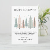 Prettig Kerst-minimalistische Boho-bosbomen Feestdagenkaart (Staand voorkant)