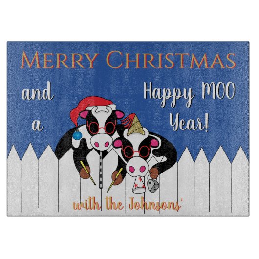 Prettig Kerst MOO Jaar Snijplank (Voorkant)