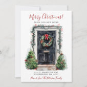 Prettig Kerst Nieuw Huis Voordeur Verhuisd Aankondiging (Voorkant)