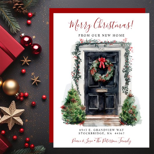 Prettig Kerst Nieuw Huis Voordeur Verhuisd Aankondiging