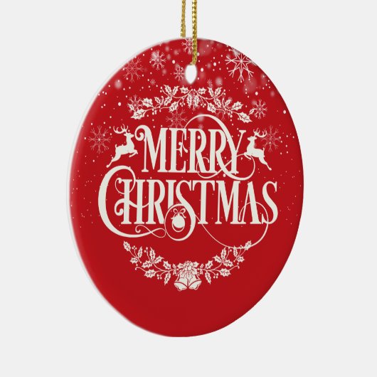 Prettig Kerst Oom Definitie Sneeuwvlokken Script Keramisch Ornament (Rechts)