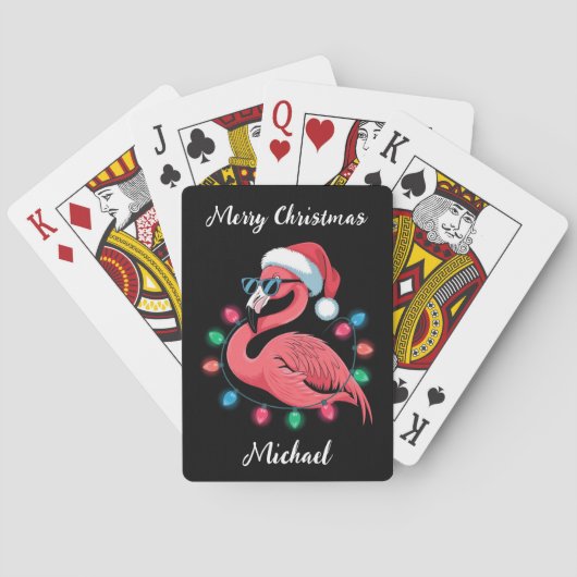 Prettig Kerst Pink Flamingo Persoonlijk Pokerkaarten (Achterkant)
