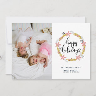 Prettig Kerst Pinke Krans   Kerst Fotokaart Feestdagenkaart
