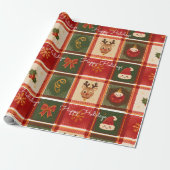 Prettig Kerst Plaid Dieprood Kerstmis Cadeaupapier (Uitgerold)
