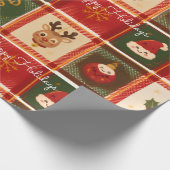 Prettig Kerst Plaid Dieprood Kerstmis Cadeaupapier (Hoek)