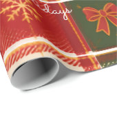 Prettig Kerst Plaid Dieprood Kerstmis Cadeaupapier (Rol Hoek)