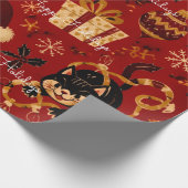 Prettig Kerst Plaid Dieprood Kerstmis Cadeaupapier (Hoek)