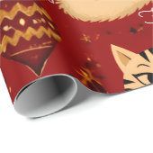 Prettig Kerst Plaid Dieprood Kerstmis Cadeaupapier (Rol Hoek)
