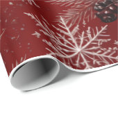 Prettig Kerst Plaid Dieprood Zilver Kerstmis Cadeaupapier (Rol Hoek)