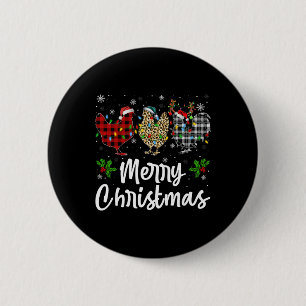 Prettig Kerst Plaid Luipaard Kip Lichtjes Kerstman Ronde Button 5,7 Cm