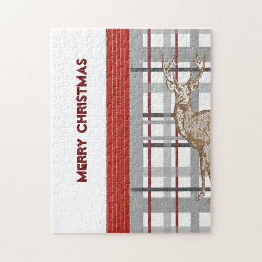 Prettig kerst-puzzel Kerst-plaid hert Legpuzzel (Verticaal)
