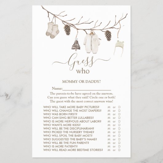 Prettig Kerst 'Raad Wie'  Baby Shower Spel Flyer (Voorkant)