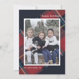 Prettig Kerst Rode Geruite Kerstmis Pasfoto Feestdagenkaart