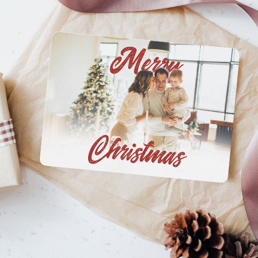 Prettig Kerst Script Familie Custom Foto Feestdagenkaart