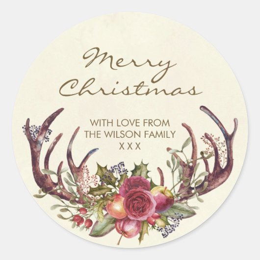Prettig kerst sticker winter hulst gepersonaliseer (Voorkant)