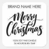 Prettig Kerst Tekst | Moderne Kaarslabels Vierkante Sticker (Voorkant)
