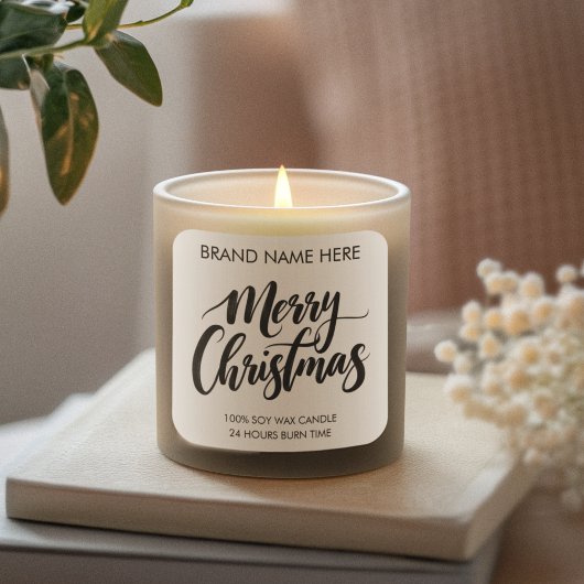 Prettig Kerst Tekst | Moderne Kaarslabels Vierkante Sticker