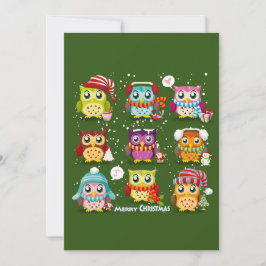 Prettig kerst Uilen wensen Feestdagenkaart