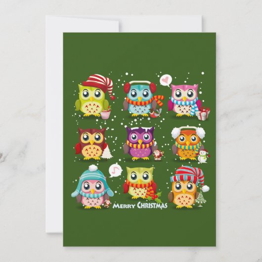 Prettig kerst Uilen wensen Feestdagenkaart (Voorkant)