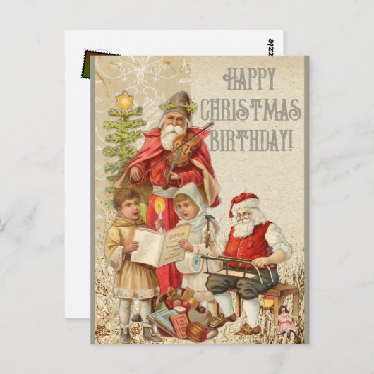 Prettig kerst verjaardagsfeest Kerstman | Briefkaart (Voorkant / Achterkant)