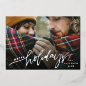 Prettig Kerst Zilver Folie Script Kerstkaart Uitnodiging (Voorkant)