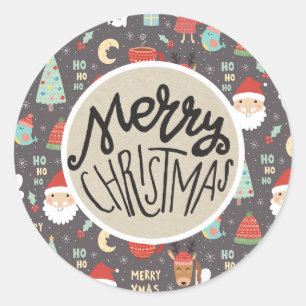 Prettig kerstavond Kerstman Landelijke Kerstfavori Ronde Sticker