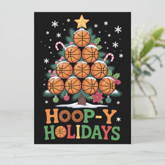 Prettig Kerstbal Basketbal Kerstvakantie Sport Feestdagenkaart (Staand voorkant)