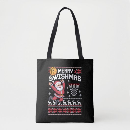 Prettig Kerstbal Basketbal Lelijk Kerstmis Kerstmi Tote Bag (Voorkant)