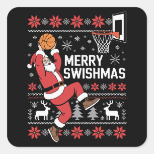 Prettig Kerstbal Basketbal Lelijke Kerstmis Kerstm Vierkante Sticker