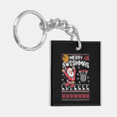 Prettig Kerstbal Basketball Hulpeloze Kerstmis Ker Sleutelhanger (Voorkant Links)