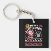 Prettig Kerstbal Basketball Hulpeloze Kerstmis Ker Sleutelhanger (Voorkant)