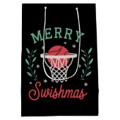 Prettig Kerstbal Basketball Kerstmis Sport Kerstmi Medium Cadeauzakje (Achterkant)