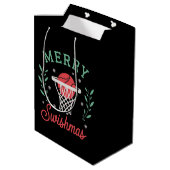 Prettig Kerstbal Basketball Kerstmis Sport Kerstmi Medium Cadeauzakje (Achterkant Gekanteld)