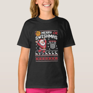 Prettig Kerstbal Basketball Lelijk Kerstmis Kerstm T-shirt