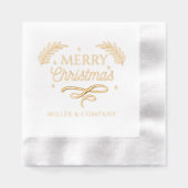 Prettig Kerstbedrijfsnaam Script Folie Servetten (Voorkant)