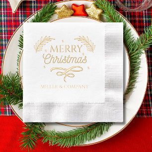 Prettig Kerstbedrijfsnaam Script Folie Servetten