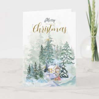 Prettig Kerstbericht | Minimaal | Waterverf Feestdagen Kaart