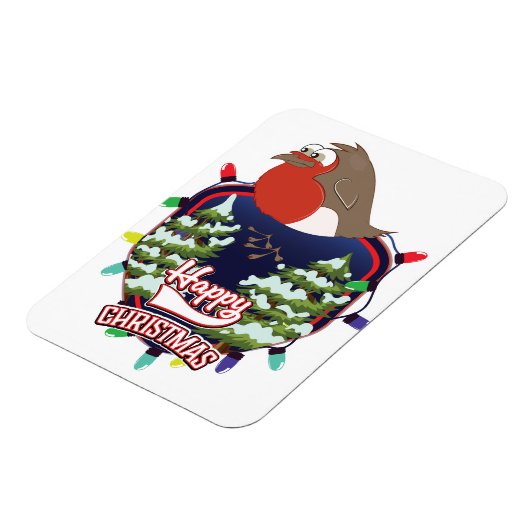 Prettig kerstcartoon Robin-logo Magneet (Linkerzijde)